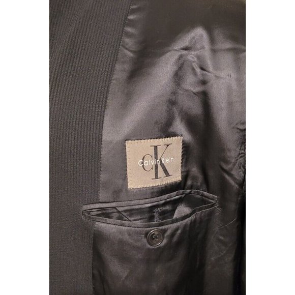 CALVIN KLEIN 41R MEN SPORT COAT BLACK WOOL THREE-BUTTON CORDUROY PATTERN B529 - Picture 6 of 11